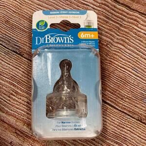 Dr. Brown's Natural Flow Level 3 Silicone Nipples for Narrow Bottles New